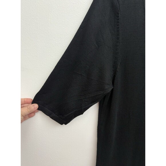 Gabby Skye Sweater Dress Women's L Black & Tan Knit Short Sleeves Fit & Flare - Picture 6 of 10